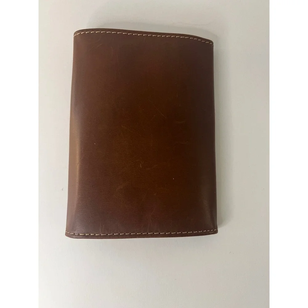 Indian‎ Motorcycle Brown Leather Trifold Travel Pouch Organizer Wallet 5 x 7